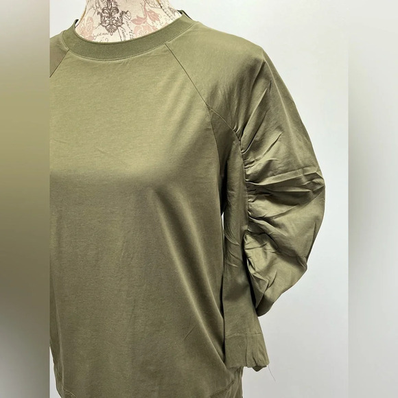 PROLOGUE Military green ruched sleeve crew neck top size S. - Picture 2 of 12